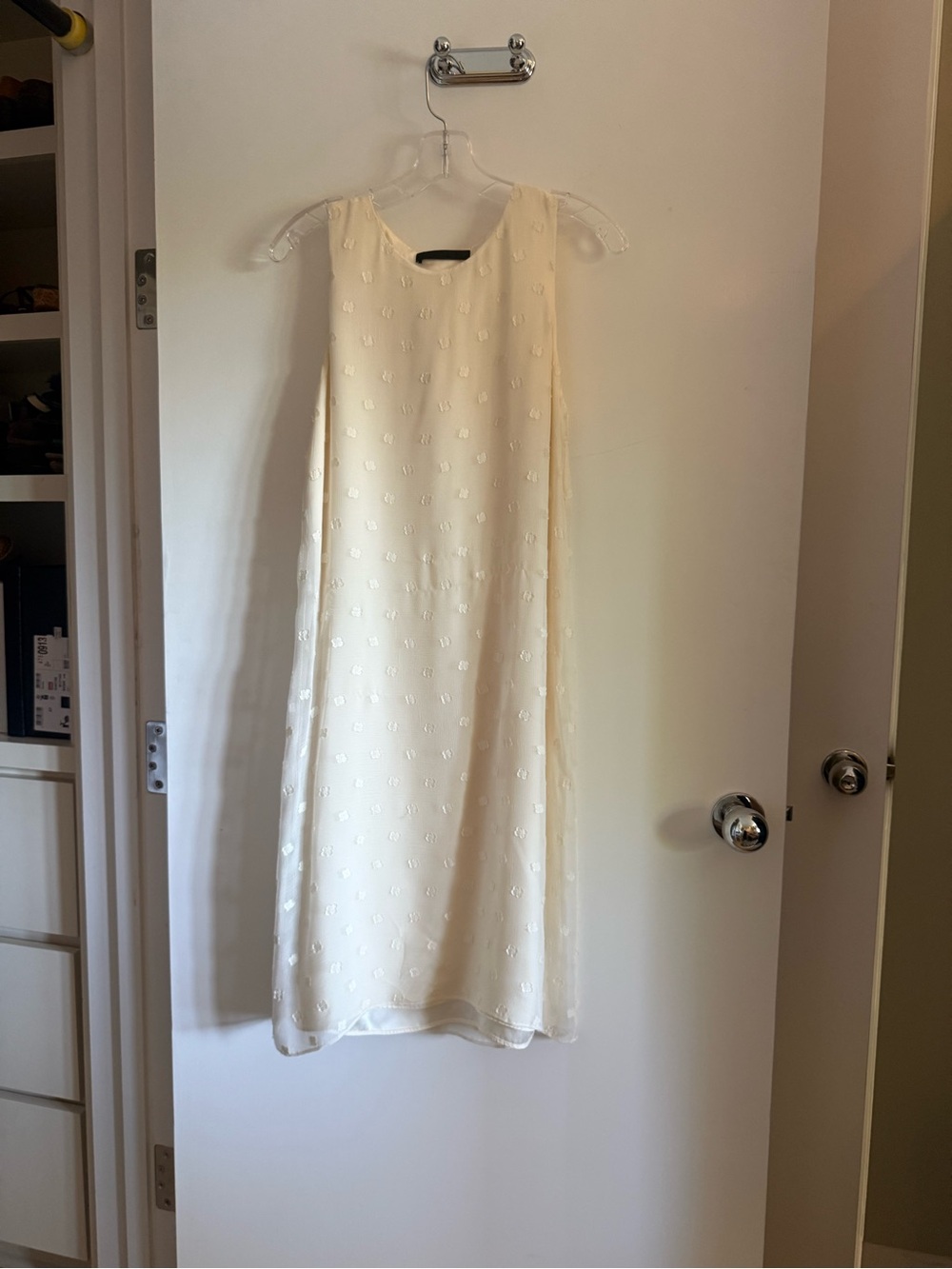 Jenni Kayne Ivory Textured Floral Sleeveless A-Line Midi Silk Dress
